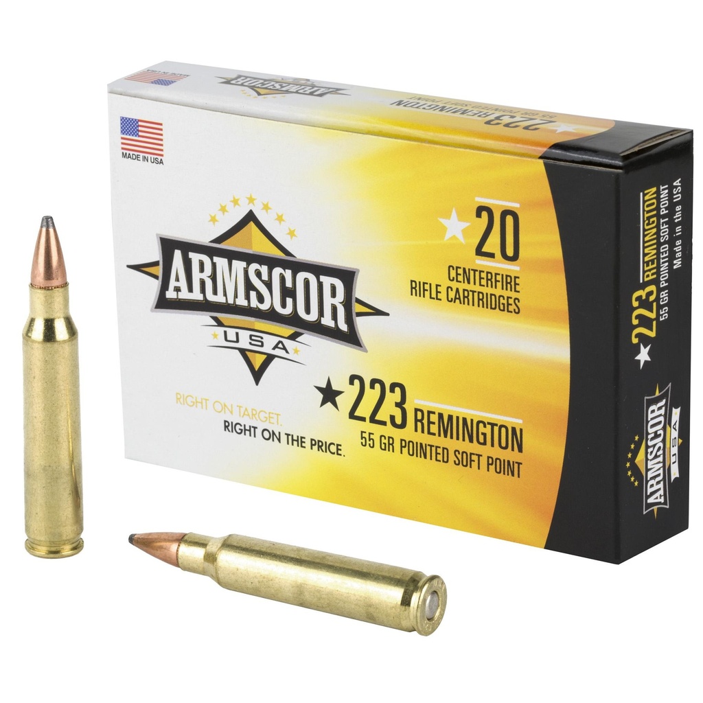 Armscor 223 Rem 55 Grain Pointed Soft Point 20 Round Box 