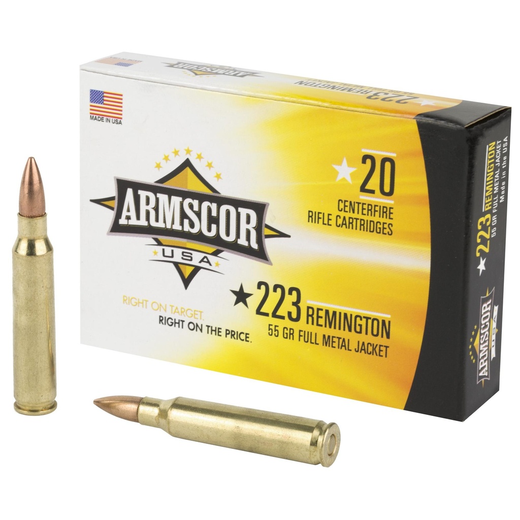 Armscor 223 Rem 55 Grain Full Metal Jacket 20 Round Box 