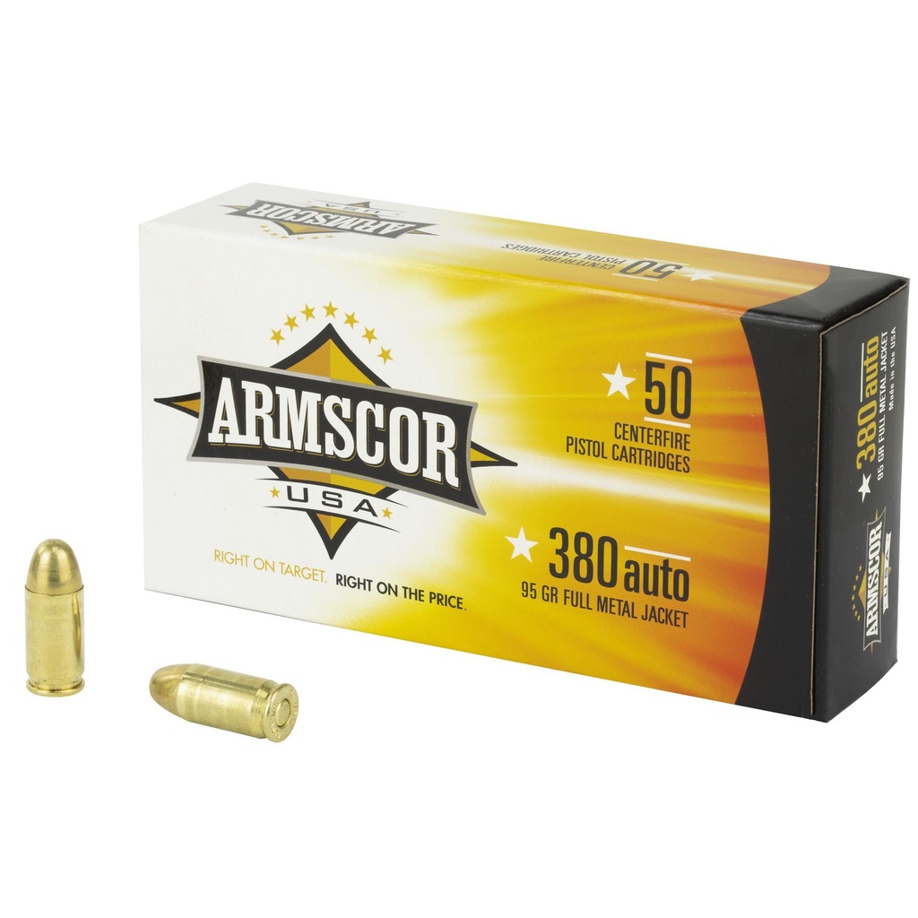 Armscor 380 ACP 95 Grain Full Metal Jacket 50 Round Box 