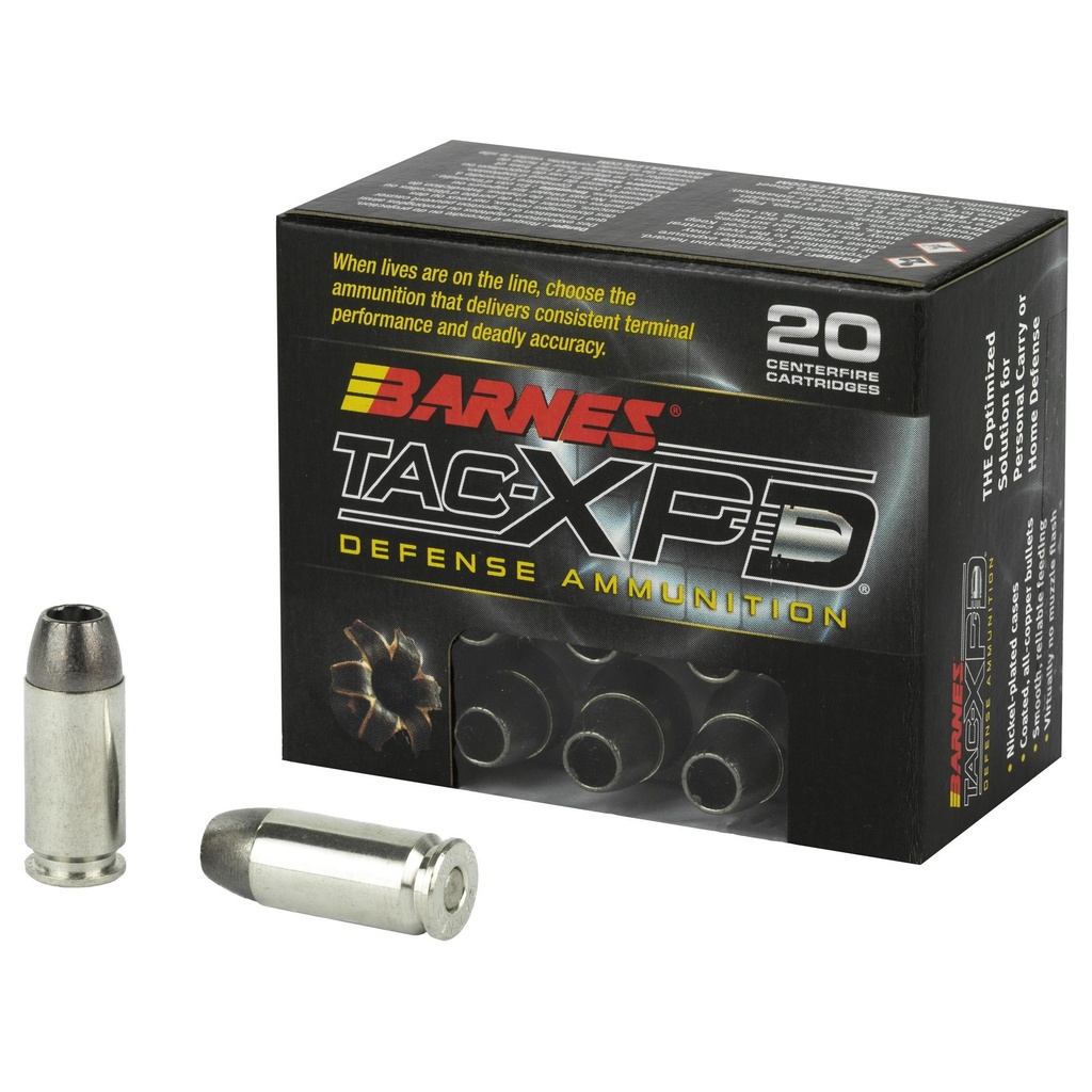 Barnes TAC-XPD 40S&W 140 Grain TAC-XP Hollow Point Lead Free 20 Round Box California Certified Nonlead Ammunition 