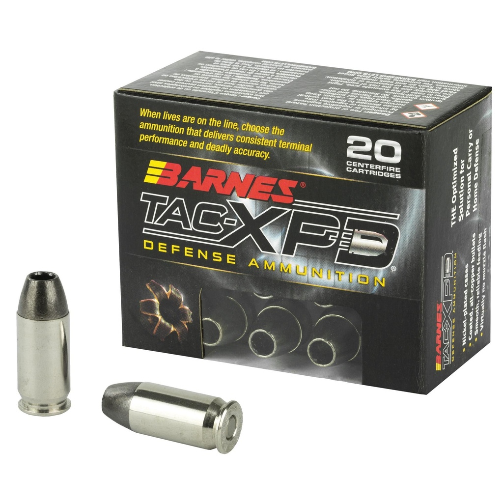 Barnes TAC-XPD 45ACP+P 185 Grain TAC-XP Hollow Point Lead Free 20 Round Box California Certified Nonlead Ammunition 