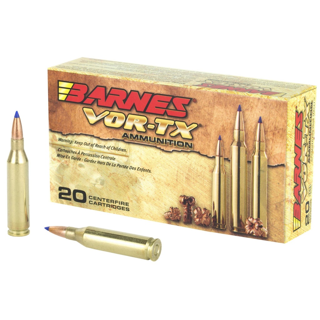 Barnes VOR-TX 243WIN 80 Grain Tipped Triple Shock X Boat Tail Lead Free 20 Round Box California Certified Nonlead Ammunition 