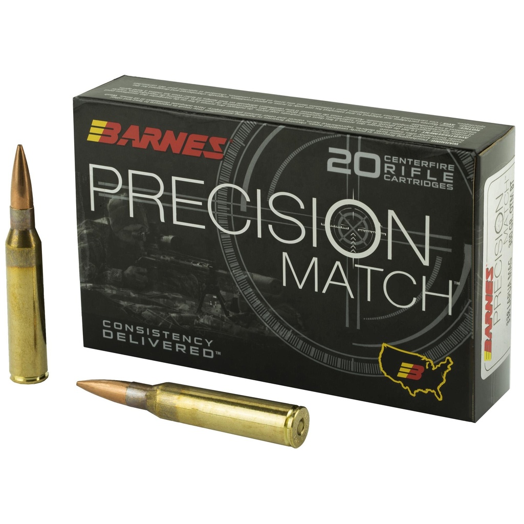 Barnes Precision Match 338 Lapua 300 Grain Open Tip Match Boat Tail 20 Round Box 