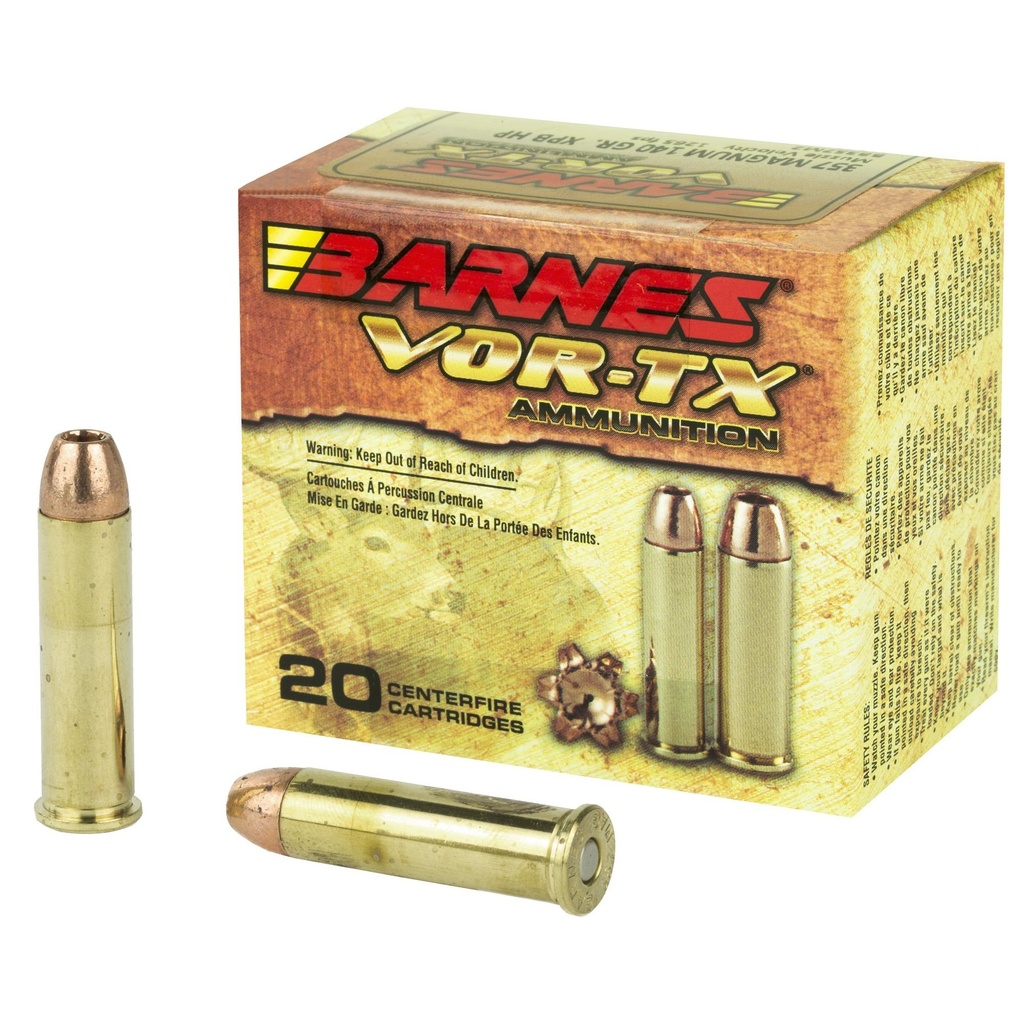 Barnes VOR-TX 357 Mag 140 Grain XPB Jacketed Hollow Point Lead Free 20 Round Box California Certified Nonlead Ammunition 