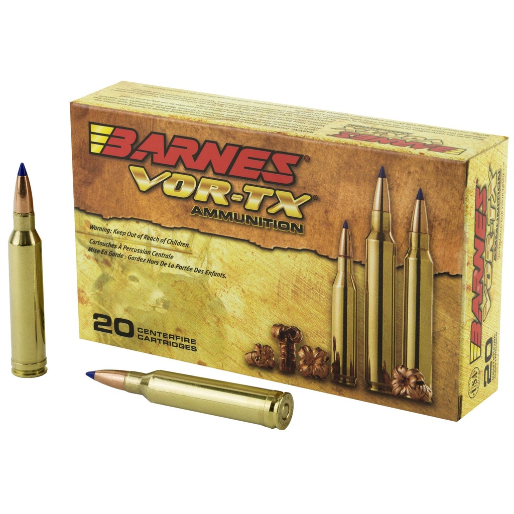 Barnes VOR-TX 7mm REM 140 Grain Tipped Triple Shock X Boat Tail Lead Free 20 Round Box California Certified Nonlead Ammunition 