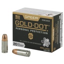 Speer Ammunition Speer Gold Dot Personal Protection 9mm 124 Grain Hollow Point 20 Round Box 