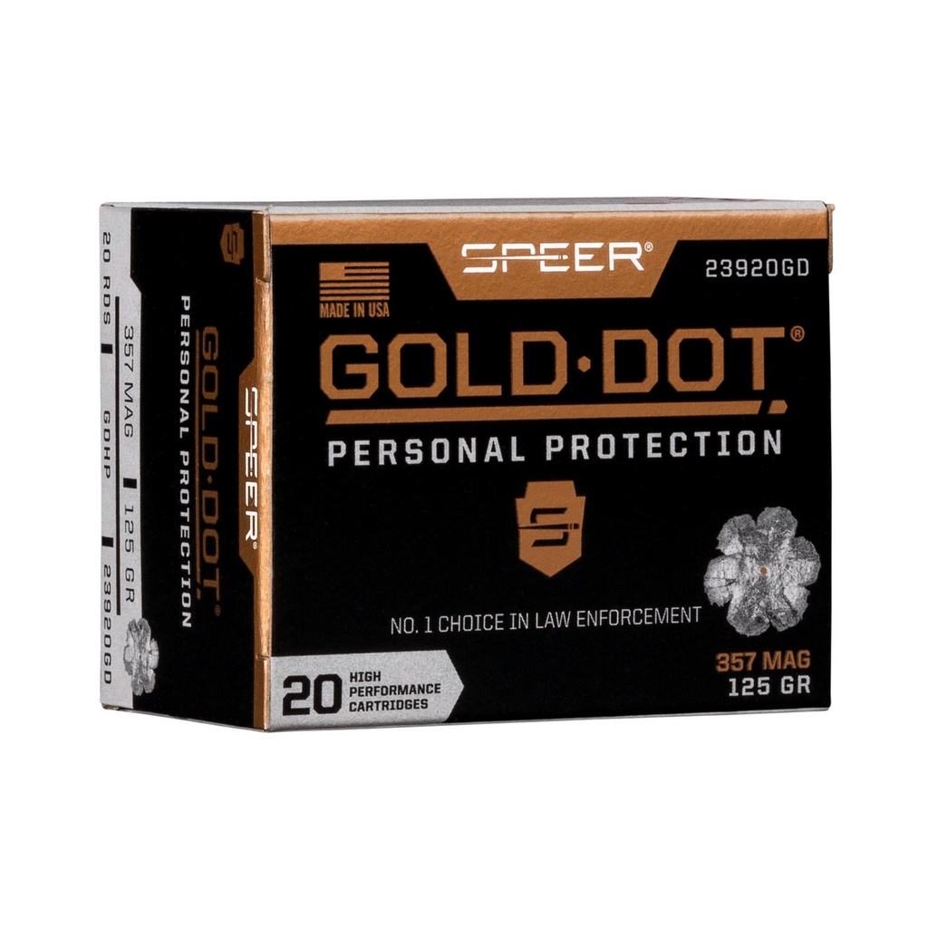 Speer Ammunition Speer Gold Dot Personal Protection 357MAG 125 Grain Hollow Point 20 Round Box 