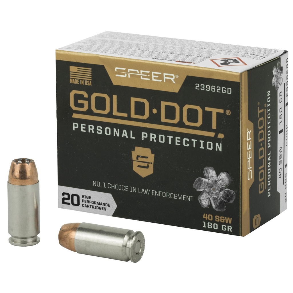 Speer Ammunition Speer Gold Dot Personal Protection 40S&W 180 Grain Hollow Point 20 Round Box 