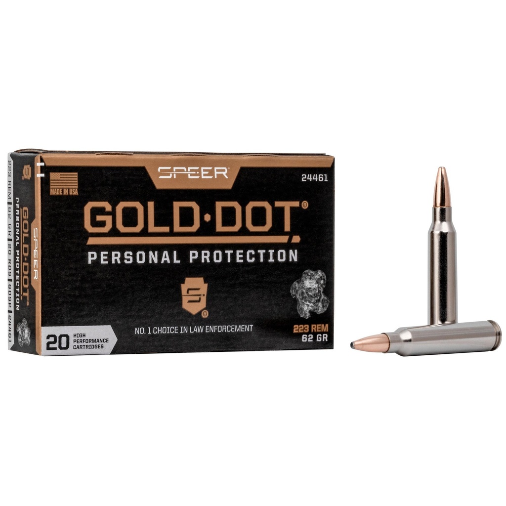 Speer Ammunition Speer Gold Dot 223 Remington 62Gr Gold Dot Hollow Point 20 Round Box 