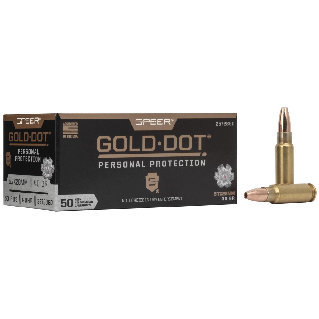 Speer Ammunition Speer Gold Dot 5.7X28mm 40Gr Gold Dot Hollow Point 50 Round Box 