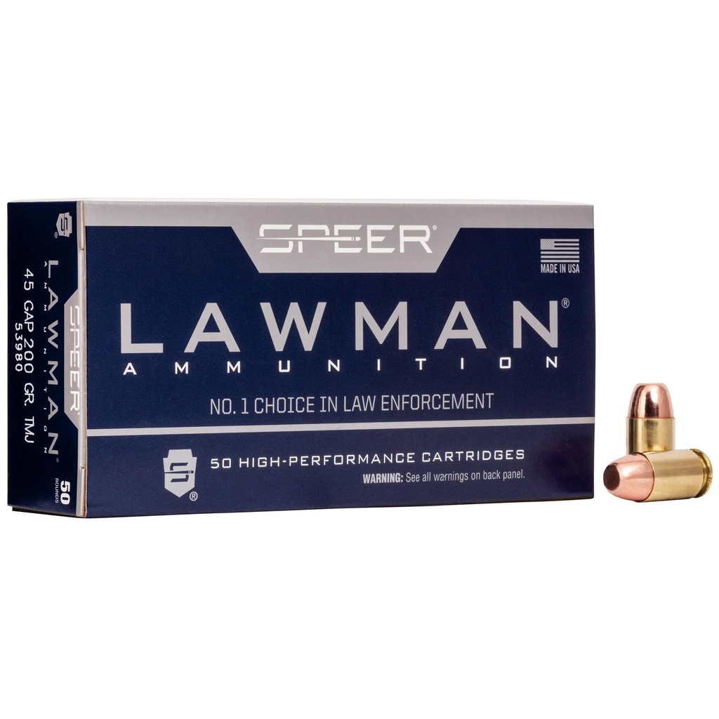 Speer Ammunition Speer Lawman 45GAP 200 Grain Total Metal Jacket 50 Round Box 