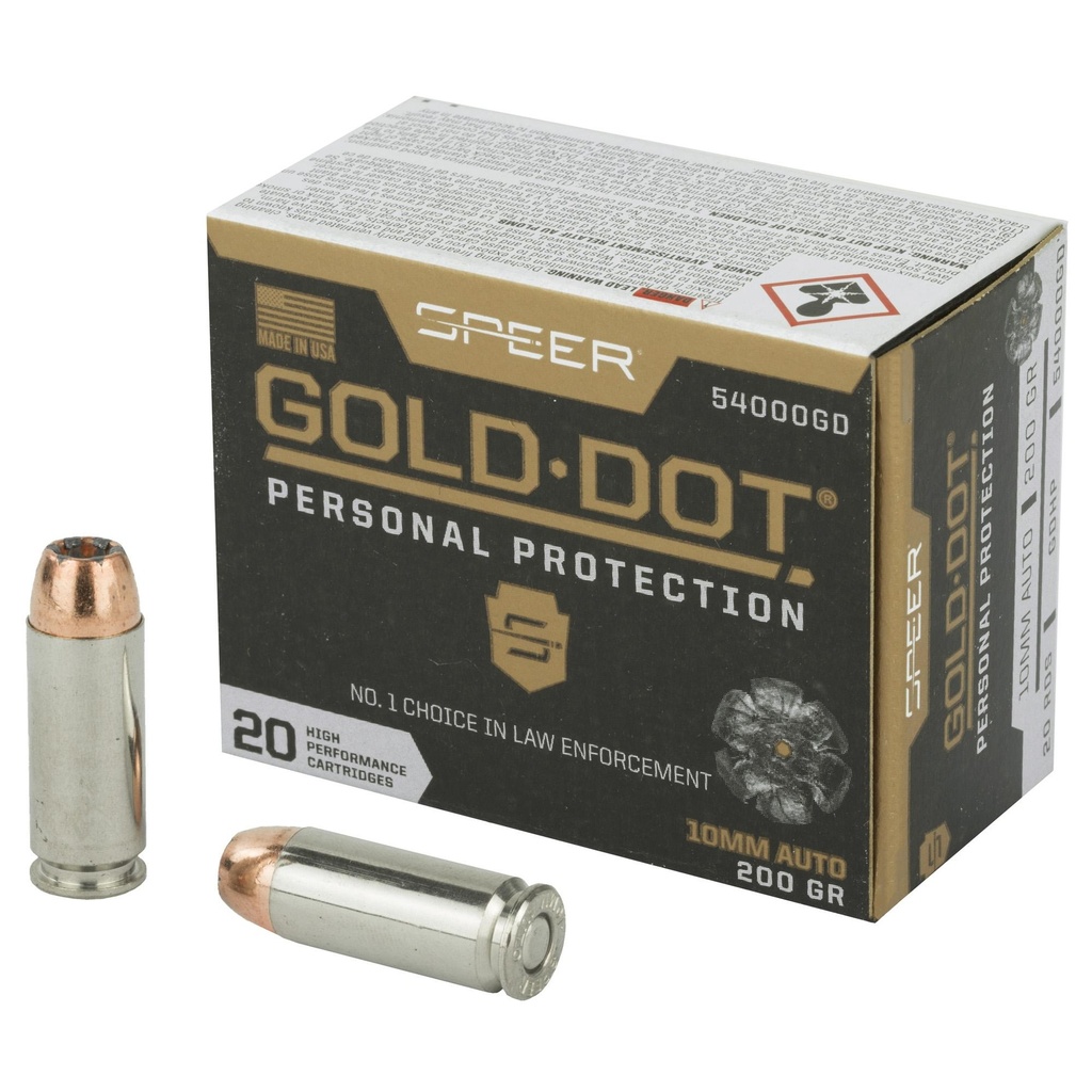 Speer Ammunition Speer Gold Dot Personal Protection 10mm 200 Grain Hollow Point 20 Round Box 