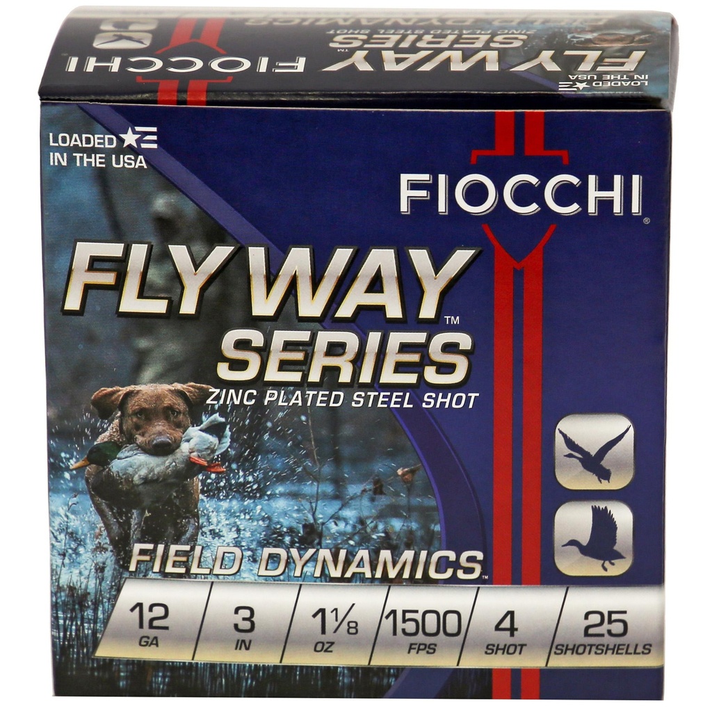 Fiocchi Ammunition Flyway Steel 12 Gauge 3 #4 Steel Shot 25 Round Box 