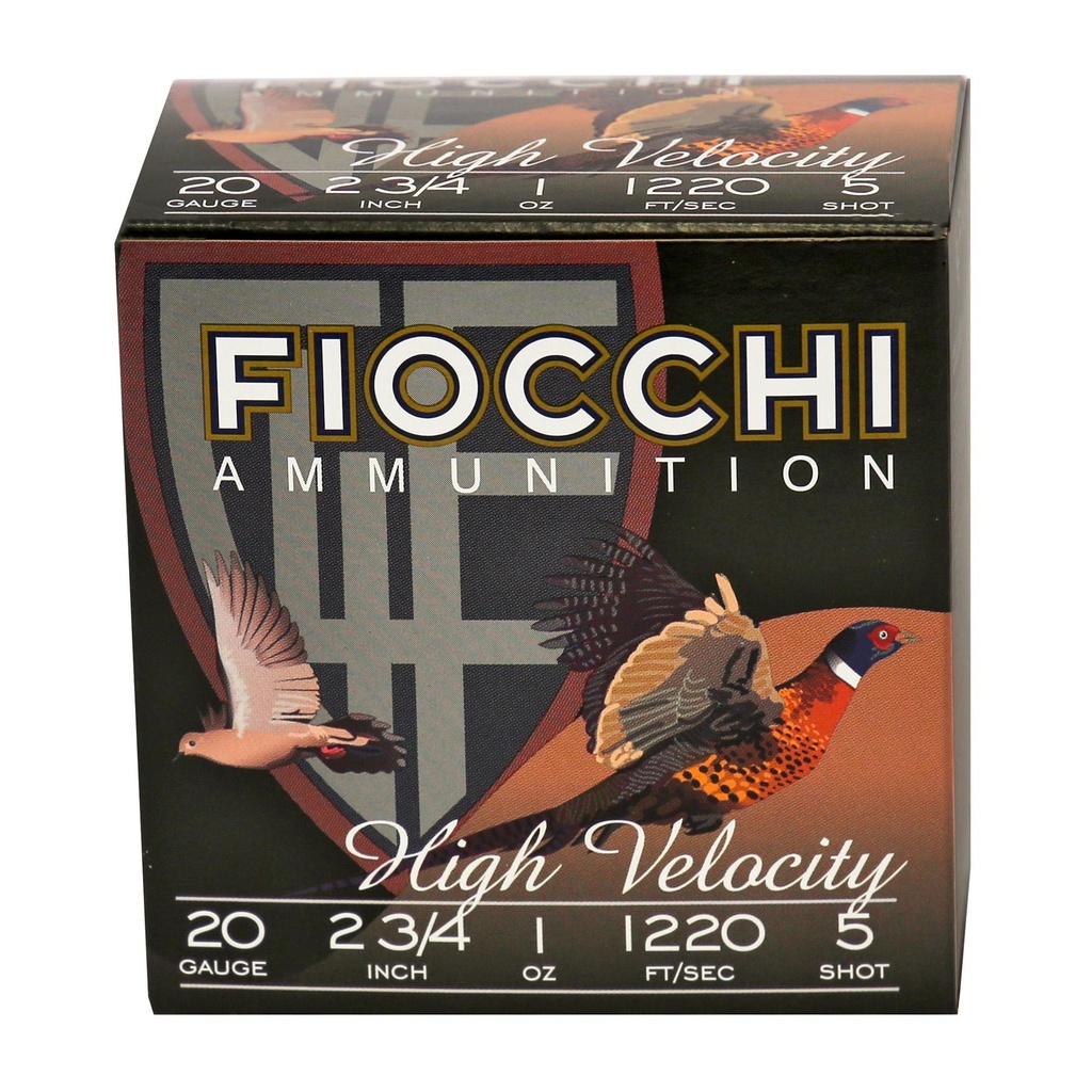 Fiocchi Ammunition Lead Hunting 20 Gauge 2.75 #5 Lead Hi-Velocity 25 Round Box 