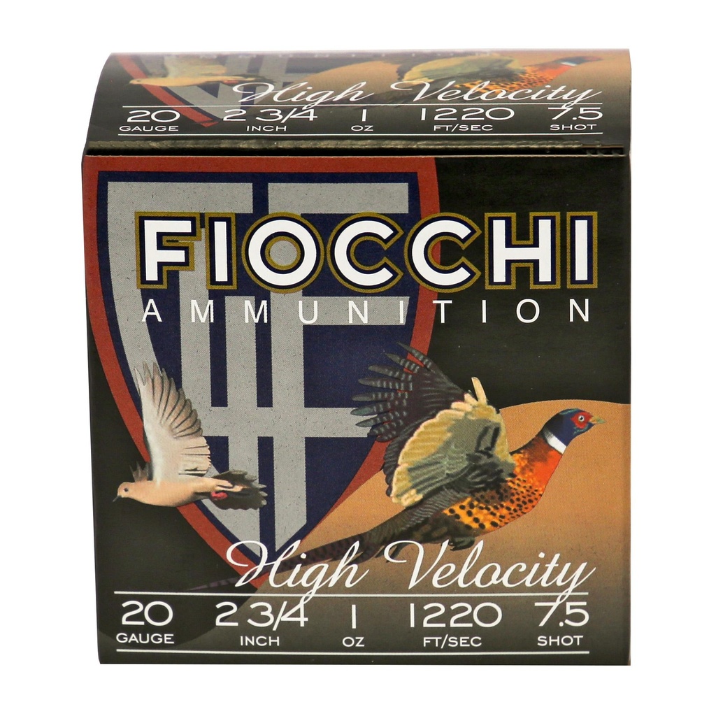 Fiocchi Ammunition Lead Hunting 20 Gauge 2.75 #7.5 Lead Hi-Velocity 25 Round Box 