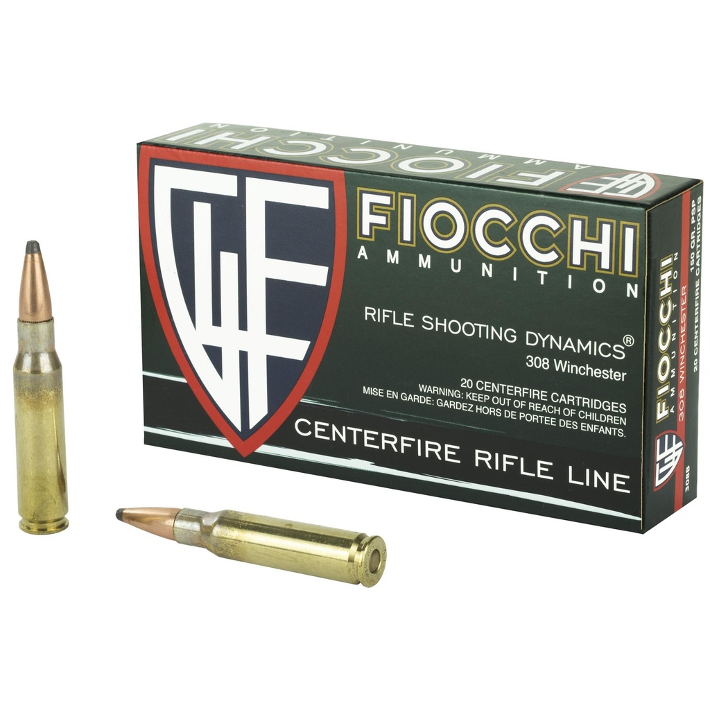 Fiocchi Ammunition Rifle 308WIN 150 Grain Pointed Soft Point 20 Round Box 