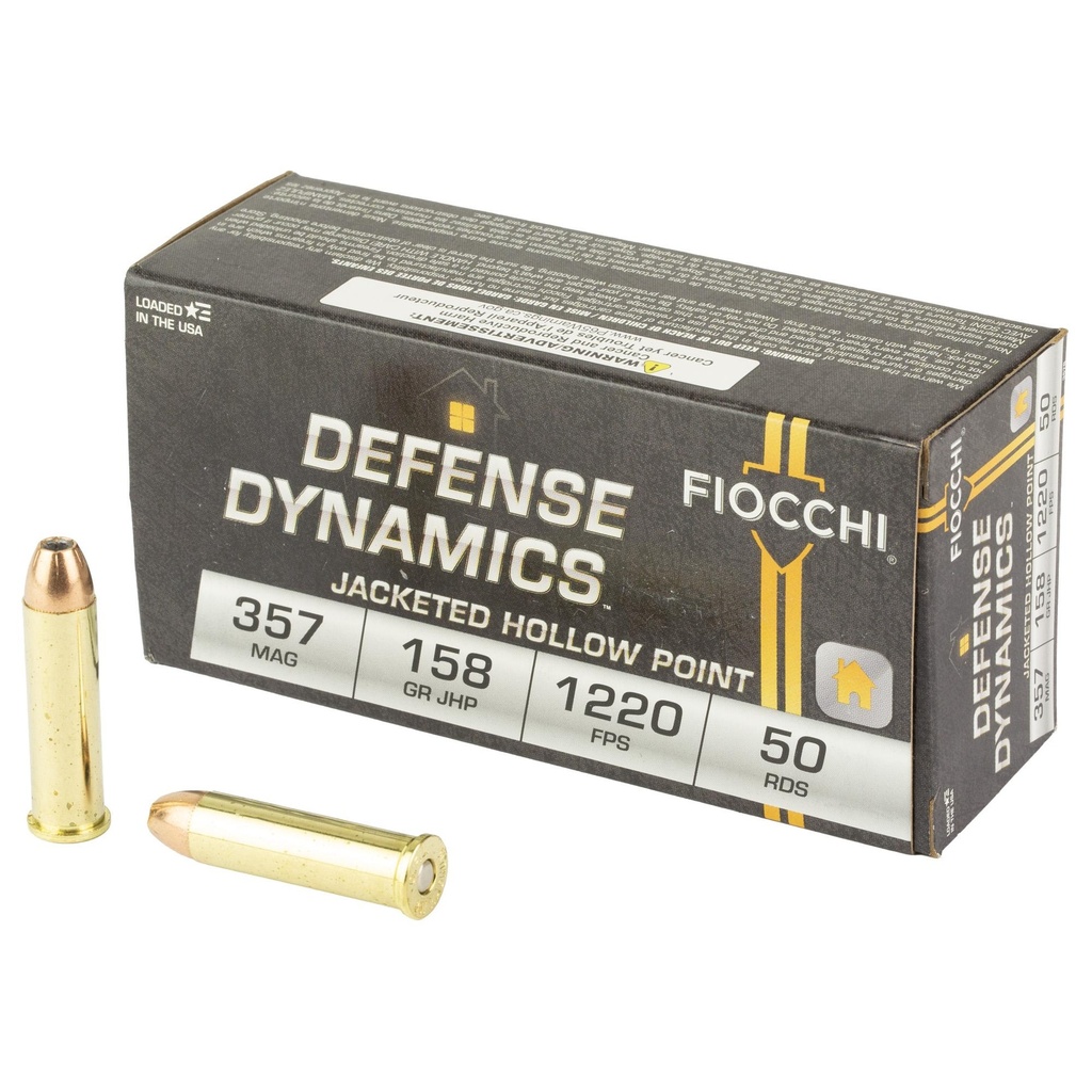 Fiocchi Ammunition Defense Dynamics 357 Magnum 158 Grain Jacketed Hollow Point 50 Round Box 