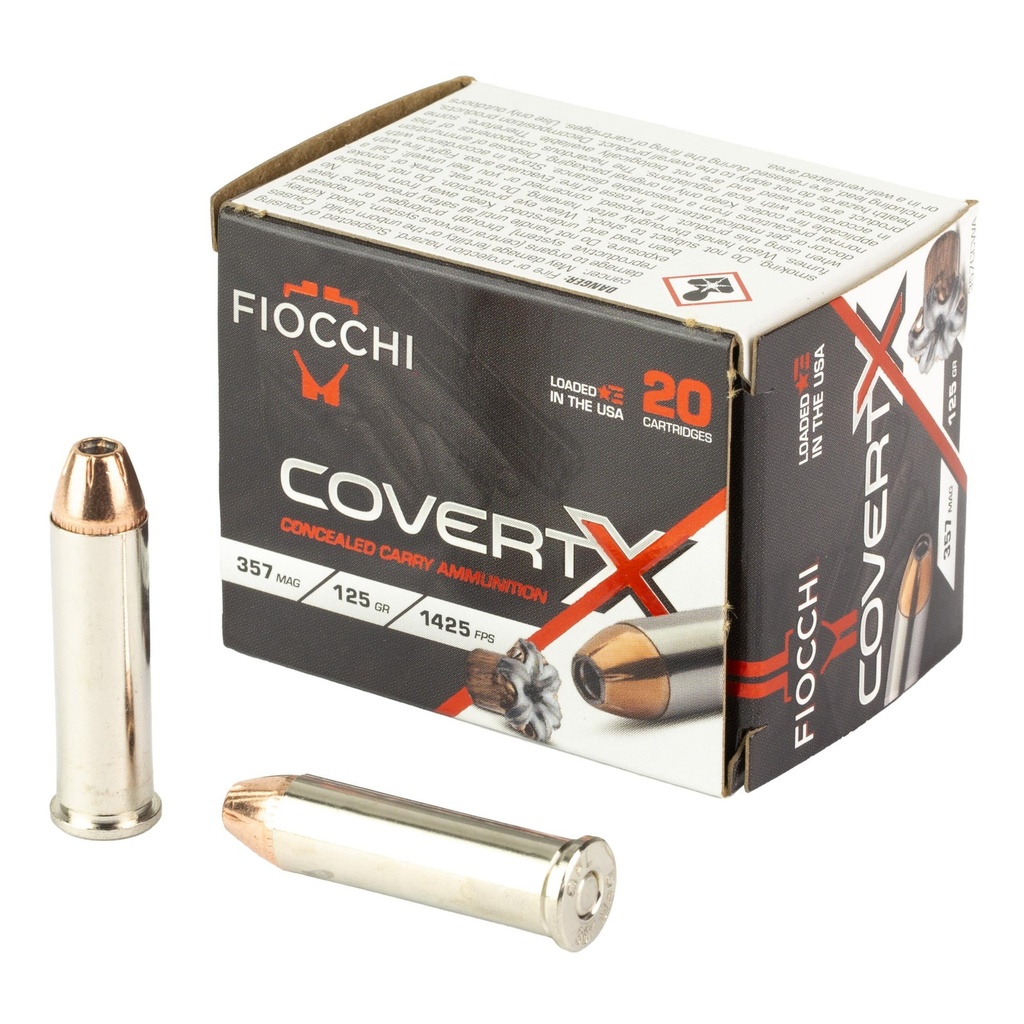 Fiocchi Ammunition COVERT X 357 Magnum 125 Grain Jacketed Hollow Point 20 Round Box 