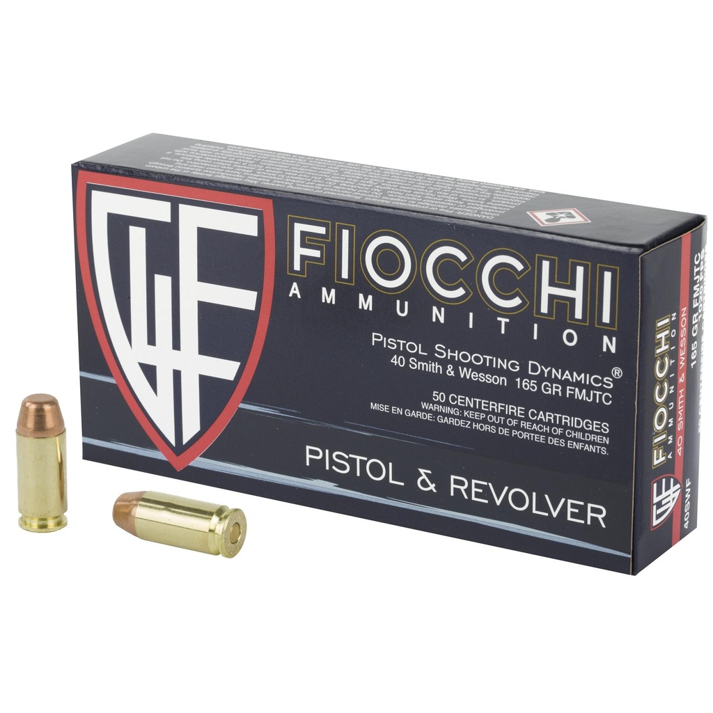 Fiocchi Ammunition Centerfire Pistol 40S&W 165 Grain Full Metal Jacket 50 Round Box 