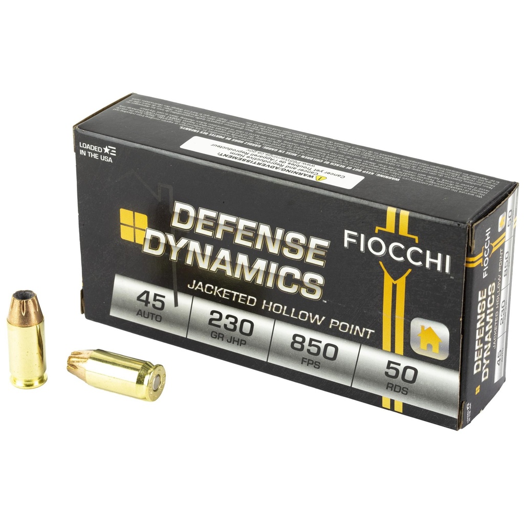 Fiocchi Ammunition Fiocchi Centerfire Pistol 45 ACP 230Gr Jacketed Hollow Point 50 Round Box 