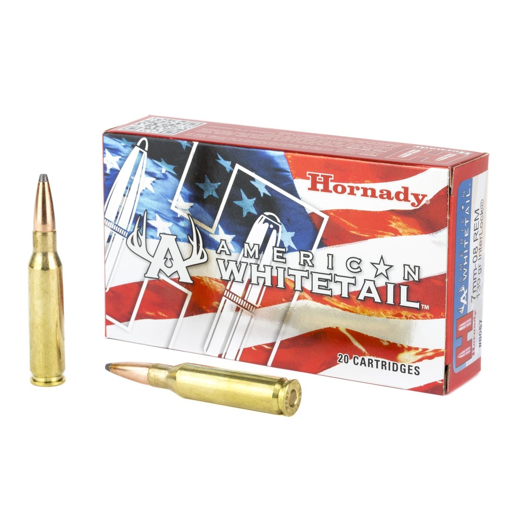 Hornady American Whitetail 7MM-08 139 Grain Soft Point InterLock 20 Round Box 