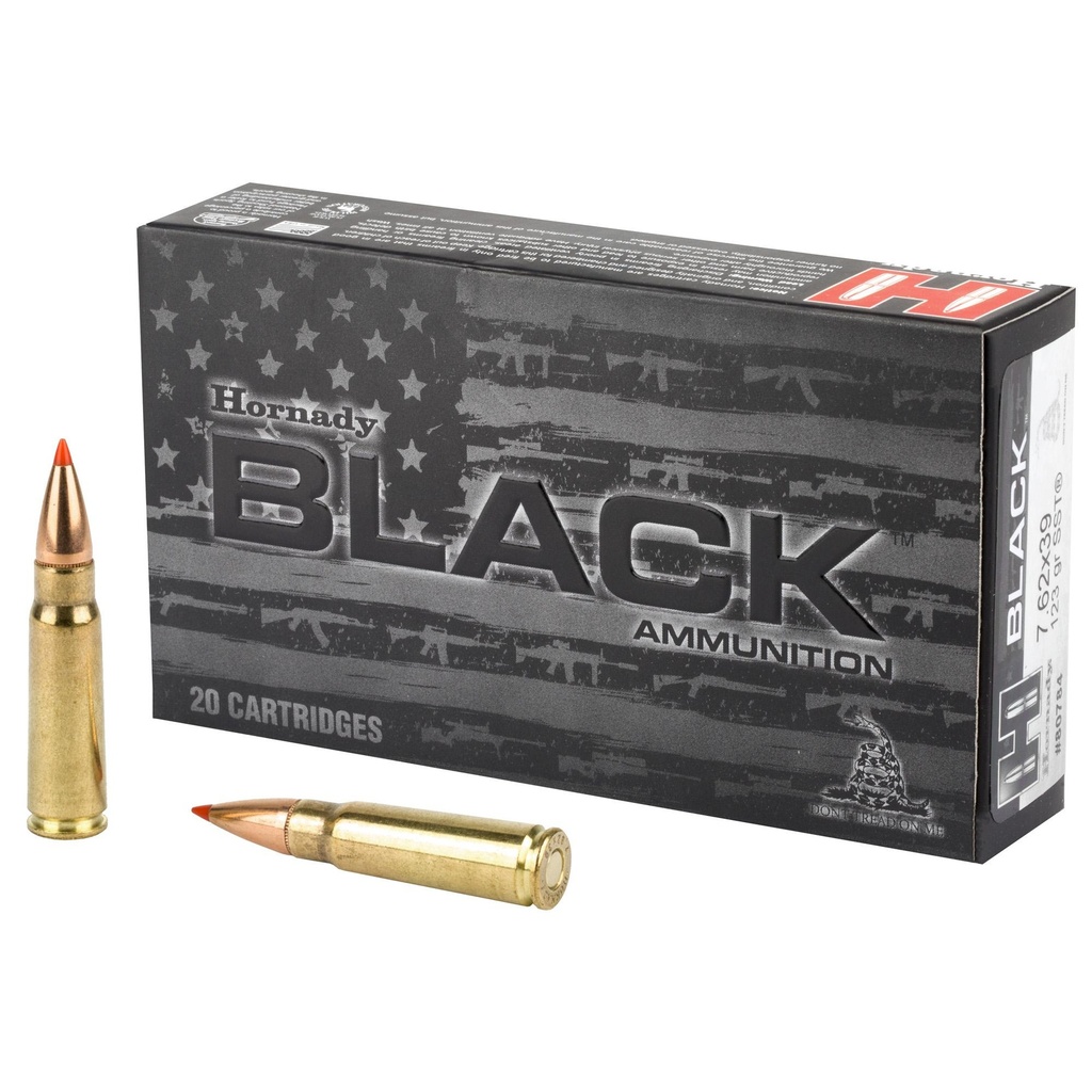 Hornady BLACK 762x39 123 Grain SST Brass Case 20 Round Box 