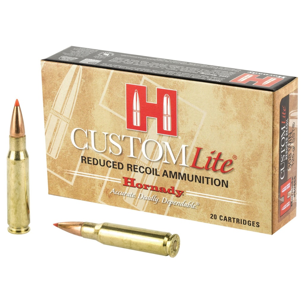 Hornady Custom Lite 308 Win 125 Grain SST Low Recoil 20 Round Box 