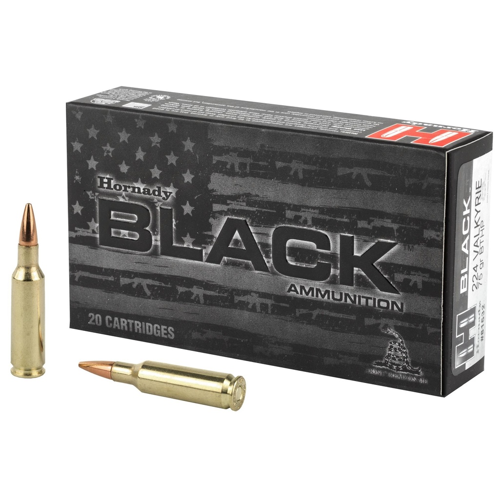 Hornady BLACK 224 Valkyrie 75 Grain Boat Tail Hollow Point 20 Round Box 