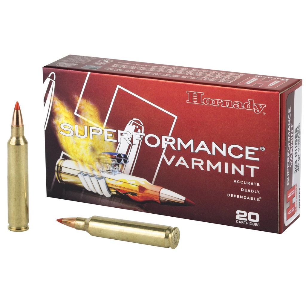 Hornady Superformance Varmint 204 Ruger 40 Grain V-Max 20 Round Box 