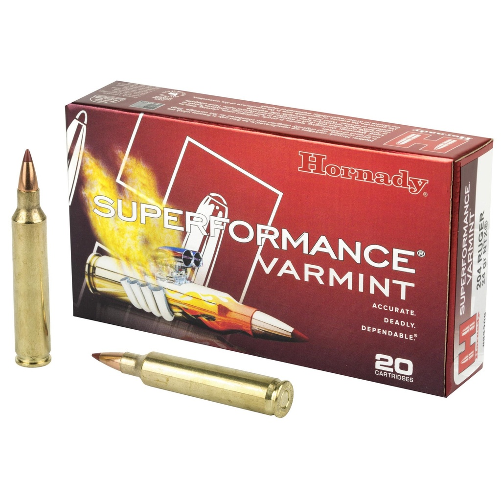 Hornady Superformance Varmint 204 Ruger 24 Grain NTX Lead Free 20 Round Box California Certified Nonlead Ammunition 
