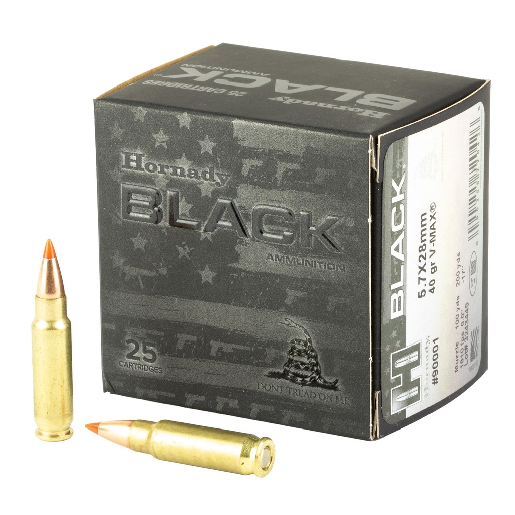 Hornady BLACK 5.7X28MM 40 Grain V-Max 25 Round Box 