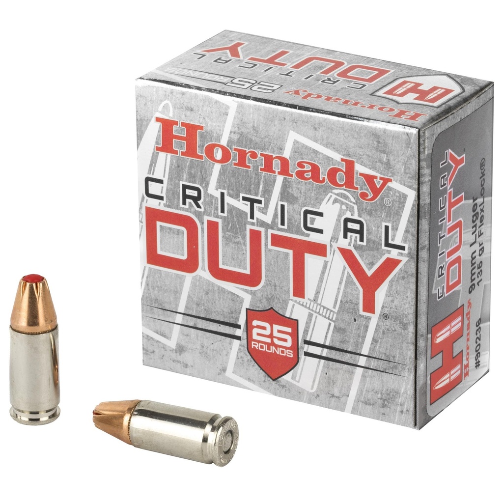 Hornady Critical Duty 9MM 135 Grain FlexLock Duty 25 Round Box 