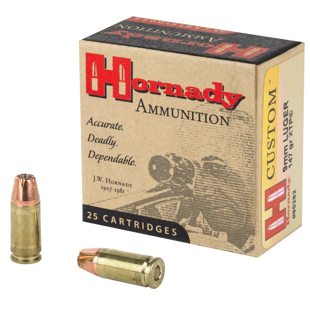 Hornady Custom Self Defense 9MM 147 Grain XTP 25 Round Box 
