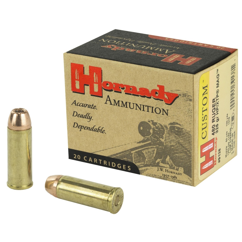 Hornady Custom 480 Ruger 325 Grain XTP 20 Round Box 