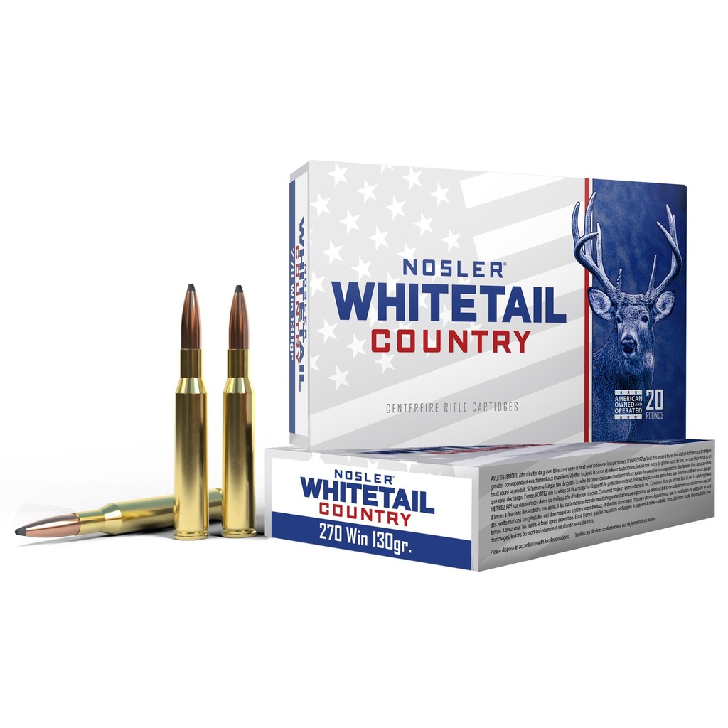 Nosler Whitetail Country 270 Winchester 130 Grain Solid Base Bullet 20 Round Box 