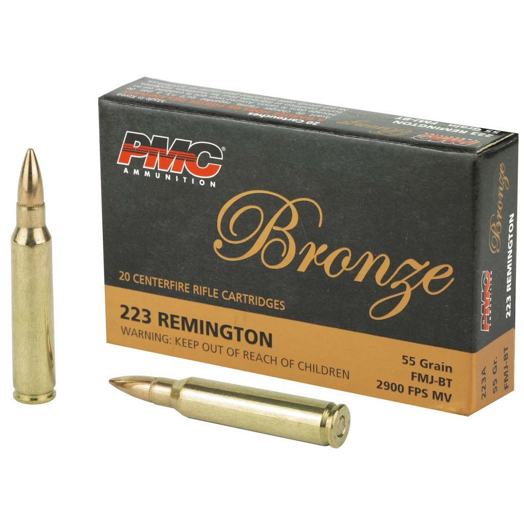 PMC Ammunition Bronze 223REM 55 Grain Full Metal Jacket 20 Round Box 