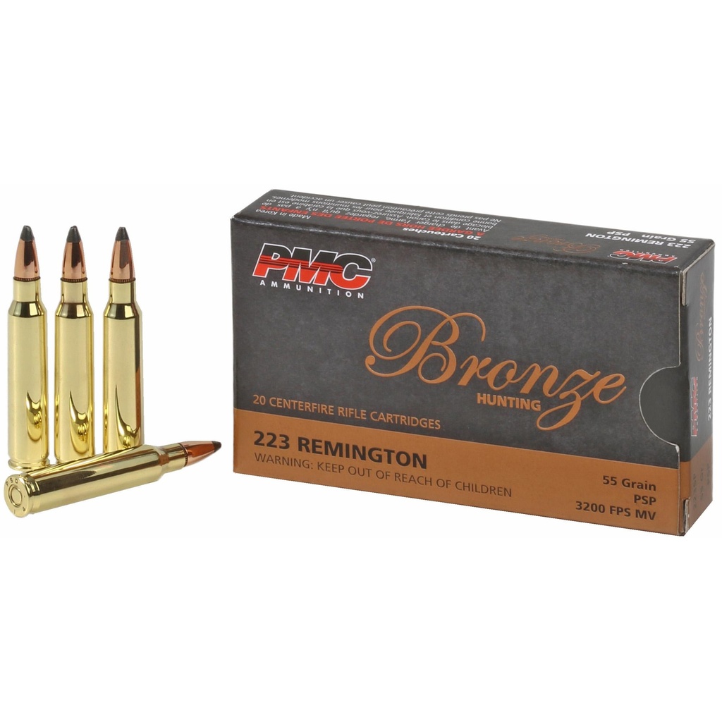 PMC Ammunition Bronze 223 Remington 55 Grain Soft Point 20 Round Box 