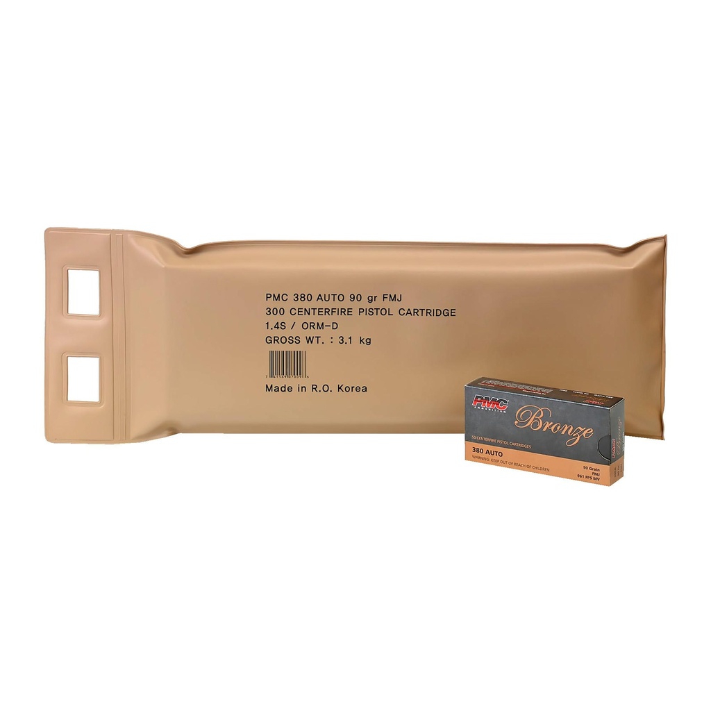 PMC Ammunition Bronze 380ACP 90 Grain Full Metal Jacket 300 Round Bulk Pack 
