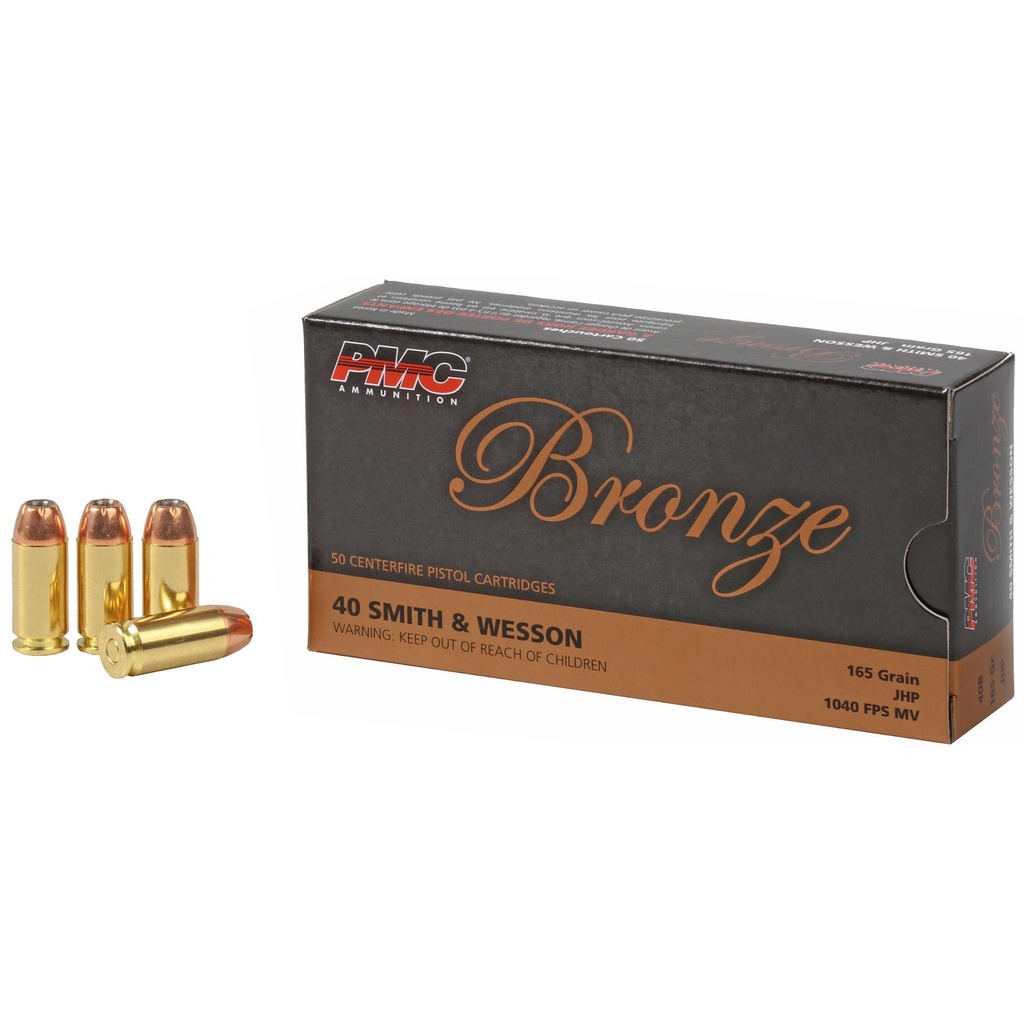 PMC Ammunition Bronze 40S&W 165 Grain Jacketed Hollow Point 50 Round Box 