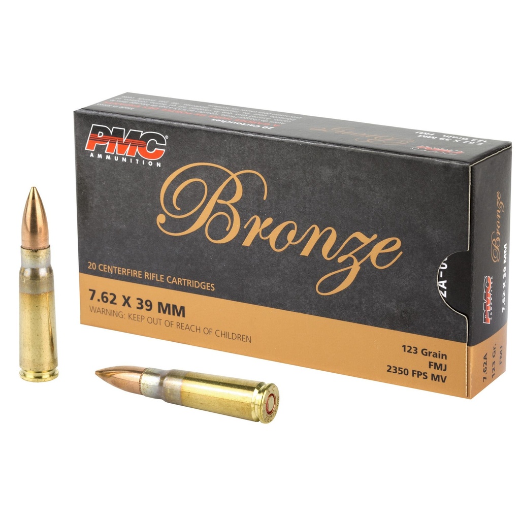 PMC Ammunition Bronze 762X39 123 Grain Full Metal Jacket 20 Round Box 