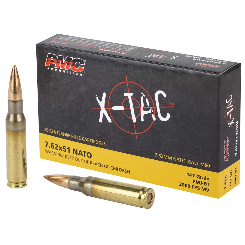 PMC Ammunition XTAC 762X51 NATO 147 Grain Full Metal Jacket 20 Round Box 