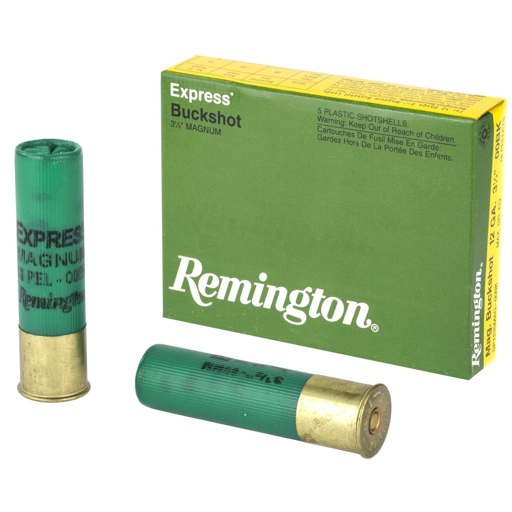 Remington Express 12 Gauge 3.5 00 Buck Max Dram Buckshot 18 Pellets 5 Round Box 