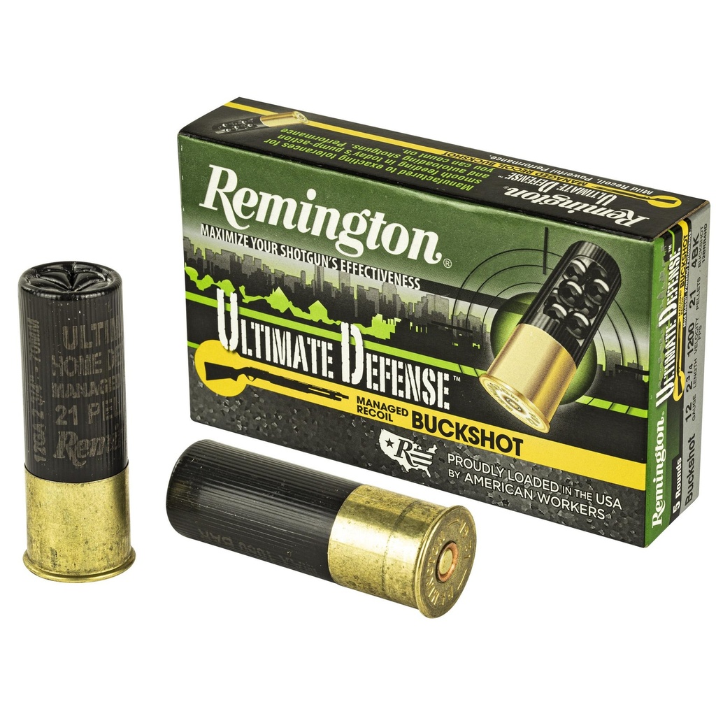 Remington Ultimate Defense 12 Gauge 2.75 #4 Shotshell 21 Pellets 5 Round Box 