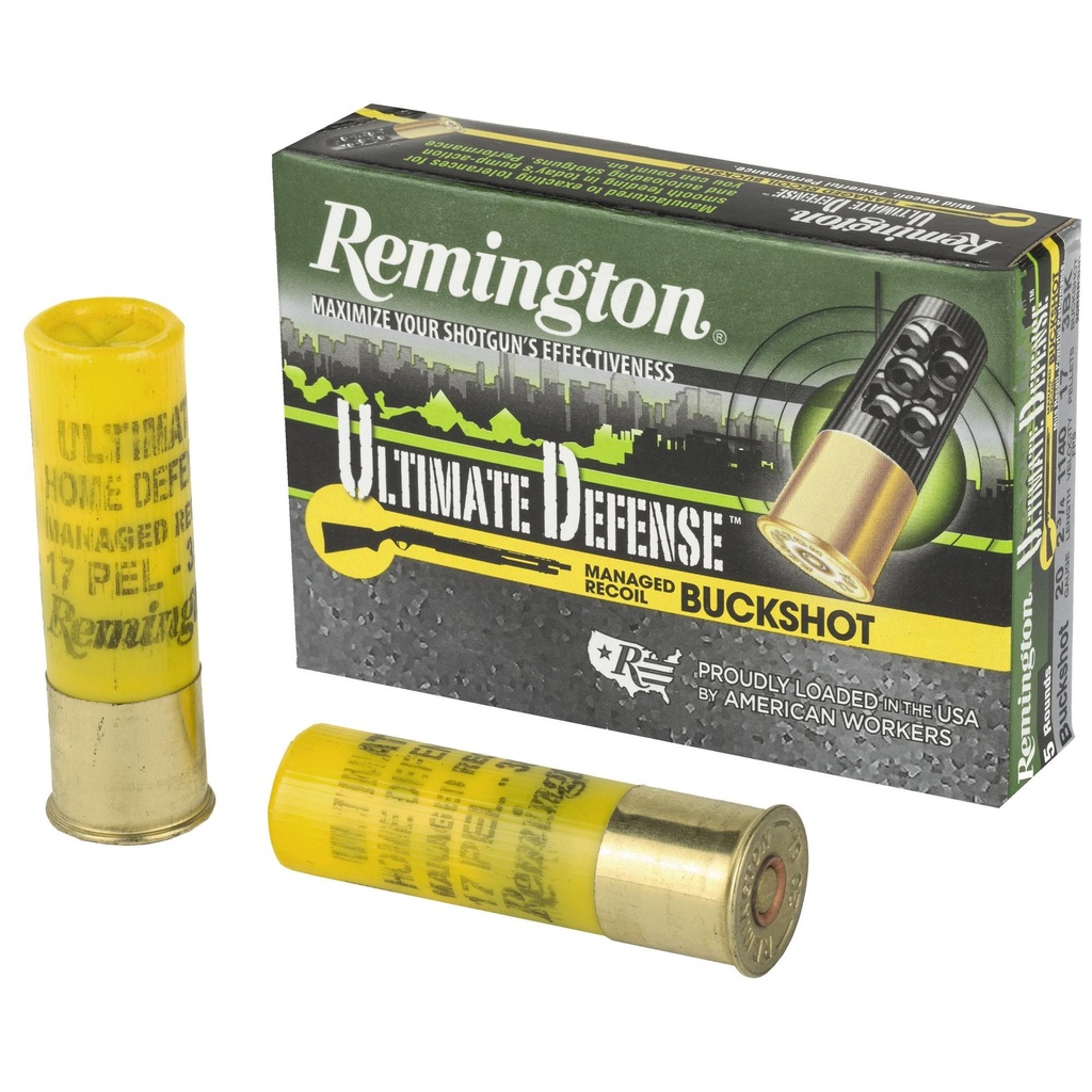 Remington Ultimate Defense 20 Gauge 2.75 #3 Shotshell 17 Pellets 5 Round Box 