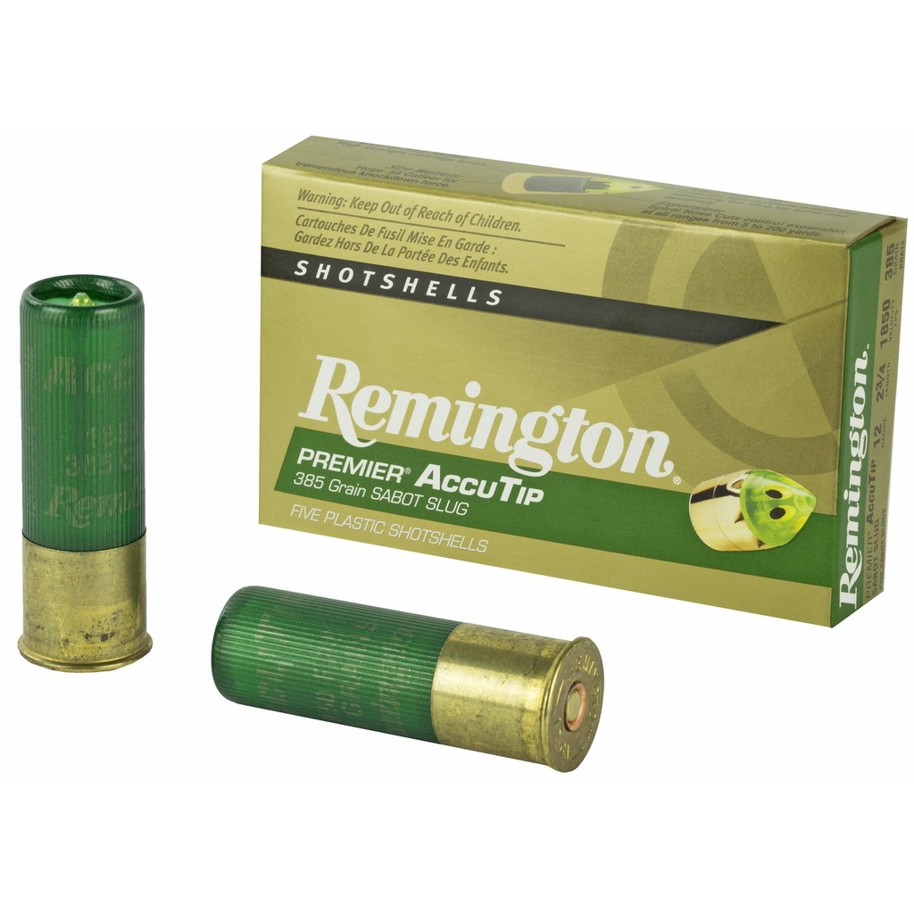 Remington AccuTip 12 Gauge 2.75 385 Grain Sabot Slug 5 Round Box 