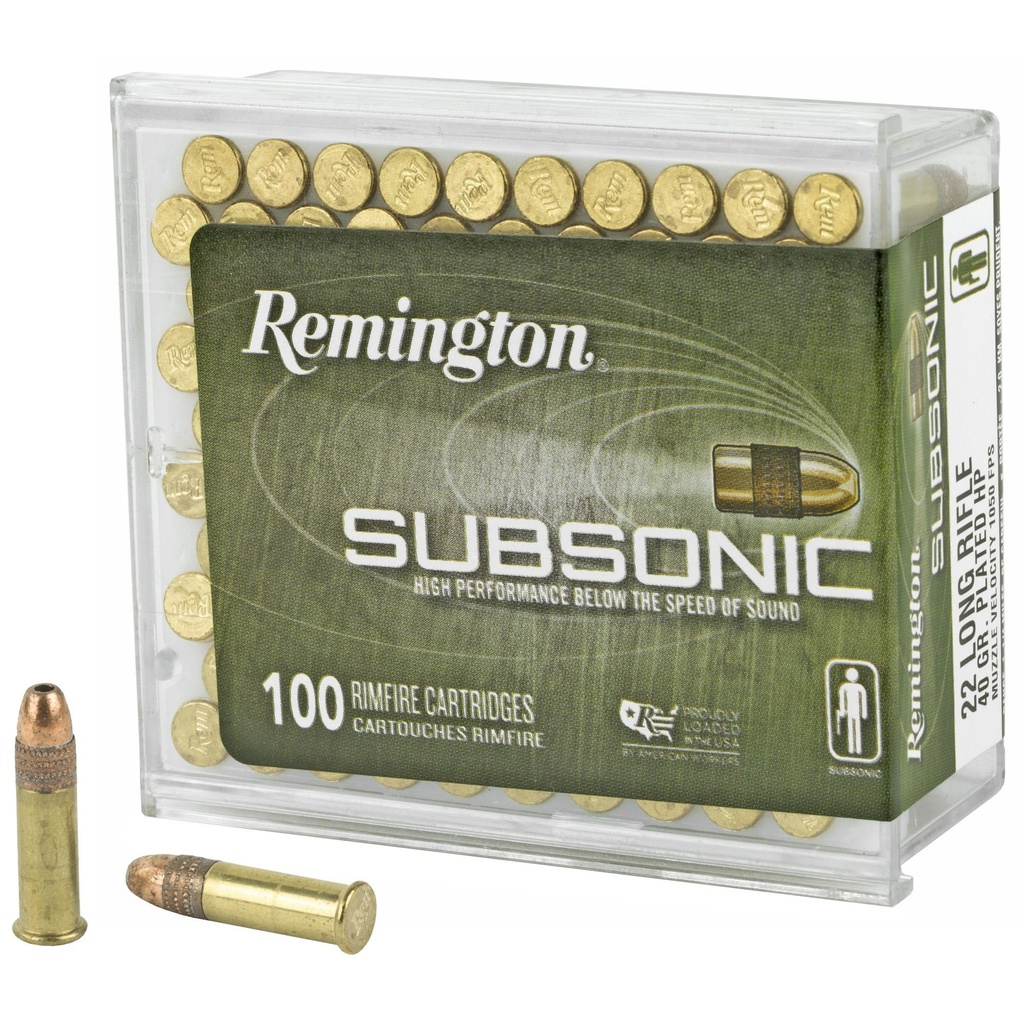 Remington Subsonic 22 LR 40 Grain Copper Plated Hollow Point 100 Round Box 
