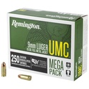 Remington UMC 9MM 115 Grain Full Metal Jacket Mega Pack 250 Round Box 