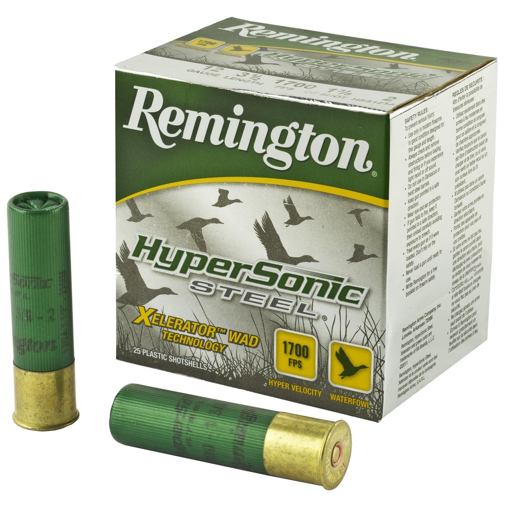 Remington HyperSonic 12 Gauge 3.5 1.375 oz. Steel #2 Lead Free 25 Round Box California Certified Nonlead Ammunition 