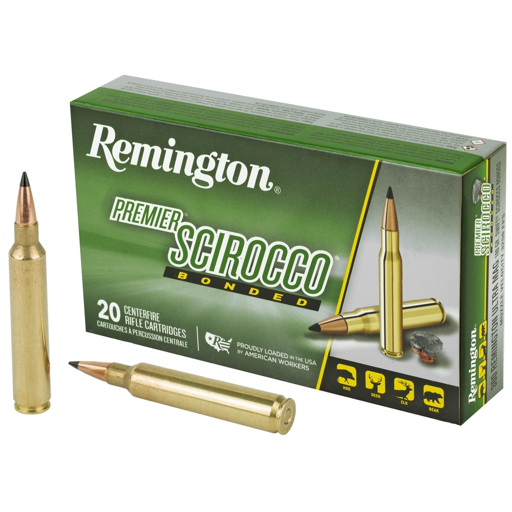 Remington Premier Scirocco Bonded 300 Remington Ultra Magnum 180 Grain Polymer Tip 20 Round Box 