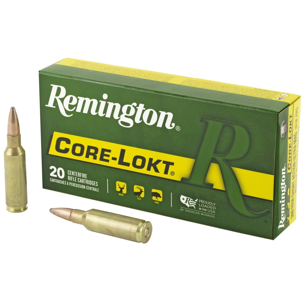 Remington Core Lokt 300 Remington Short Action Ultra Magnum 165 Grain Pointed Soft Point 20 Round Box 